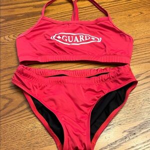 Red Lifeguard Bikini Set